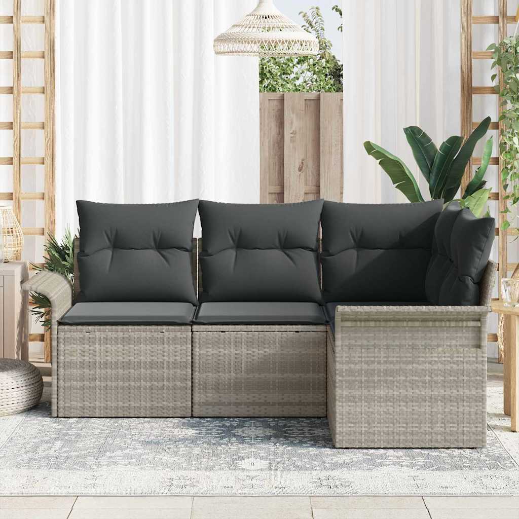 Conjunto de Sofá de Jardim 4 pcs Cinzento-claro vime PE