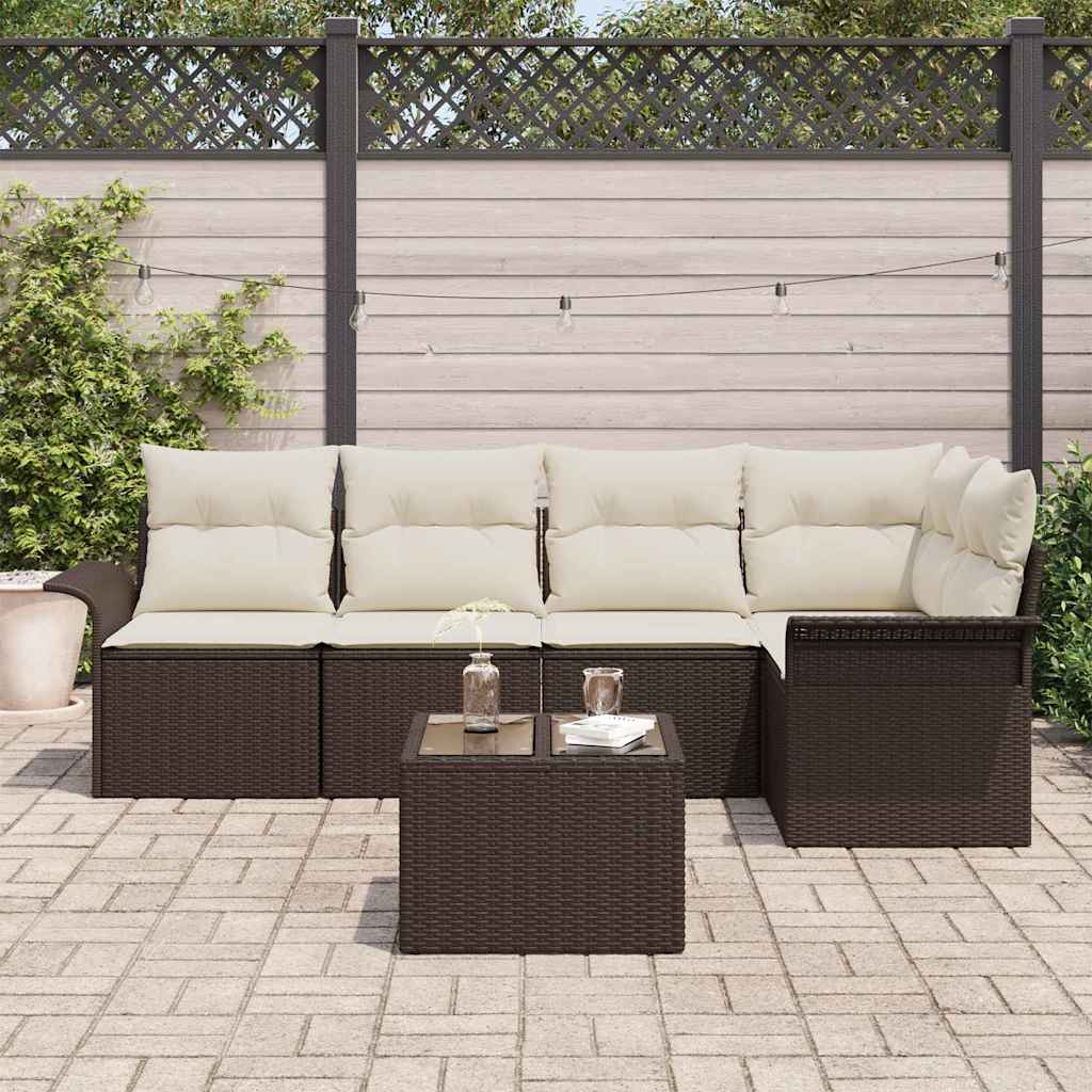 Conjunto de Sofá de Jardim com almofada Manual 6 pcs vime PE