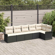 Conjunto de Sofá de Jardim 6 pcs Preto Rattan Sintético