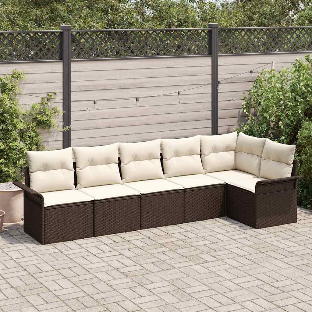 Conjunto de Sofá de Jardim 6 pcs Castanho Rattan Sintético