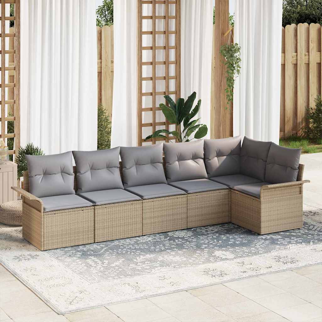 Conjunto de Sofá de Jardim 6 pcs Bege Rattan Sintético