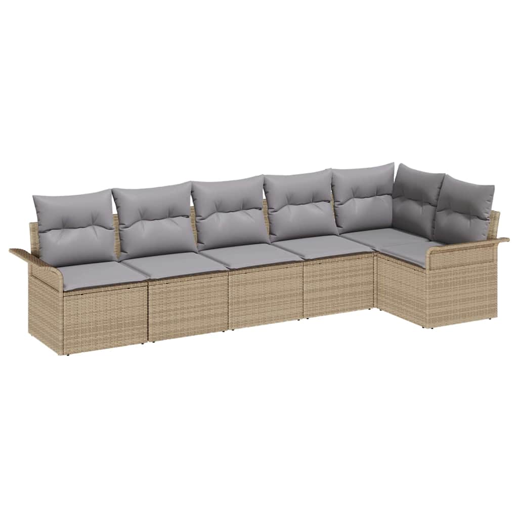 Conjunto de Sofá de Jardim 6 pcs Bege Rattan Sintético