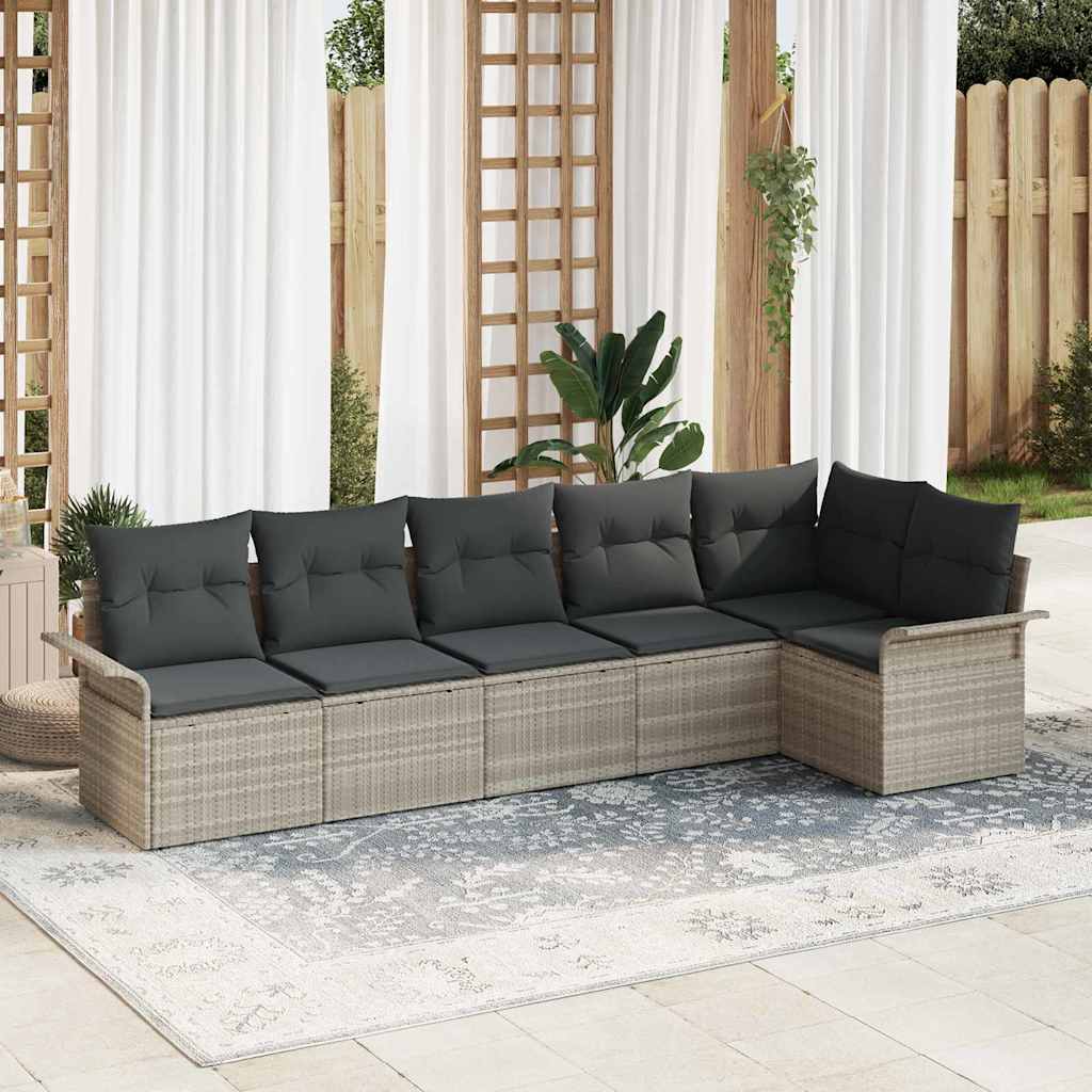 Conjunto de Sofá de Jardim com almofada 6 pcs Cinzento-claro