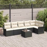 Conjunto de Sofá de Jardim 7 pcs Preto Rattan Sintético