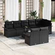 Conjunto de Sofá de Jardim 9 pcs Preto Rattan Sintético