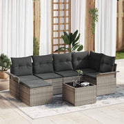Conjunto de Sofá de Jardim com almofada 7 pcs Cinzeto vime PE
