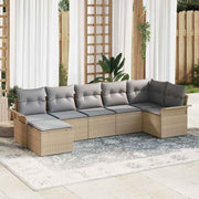 Conjunto de Sofá de Jardim 7 pcs Bege Rattan Sintético