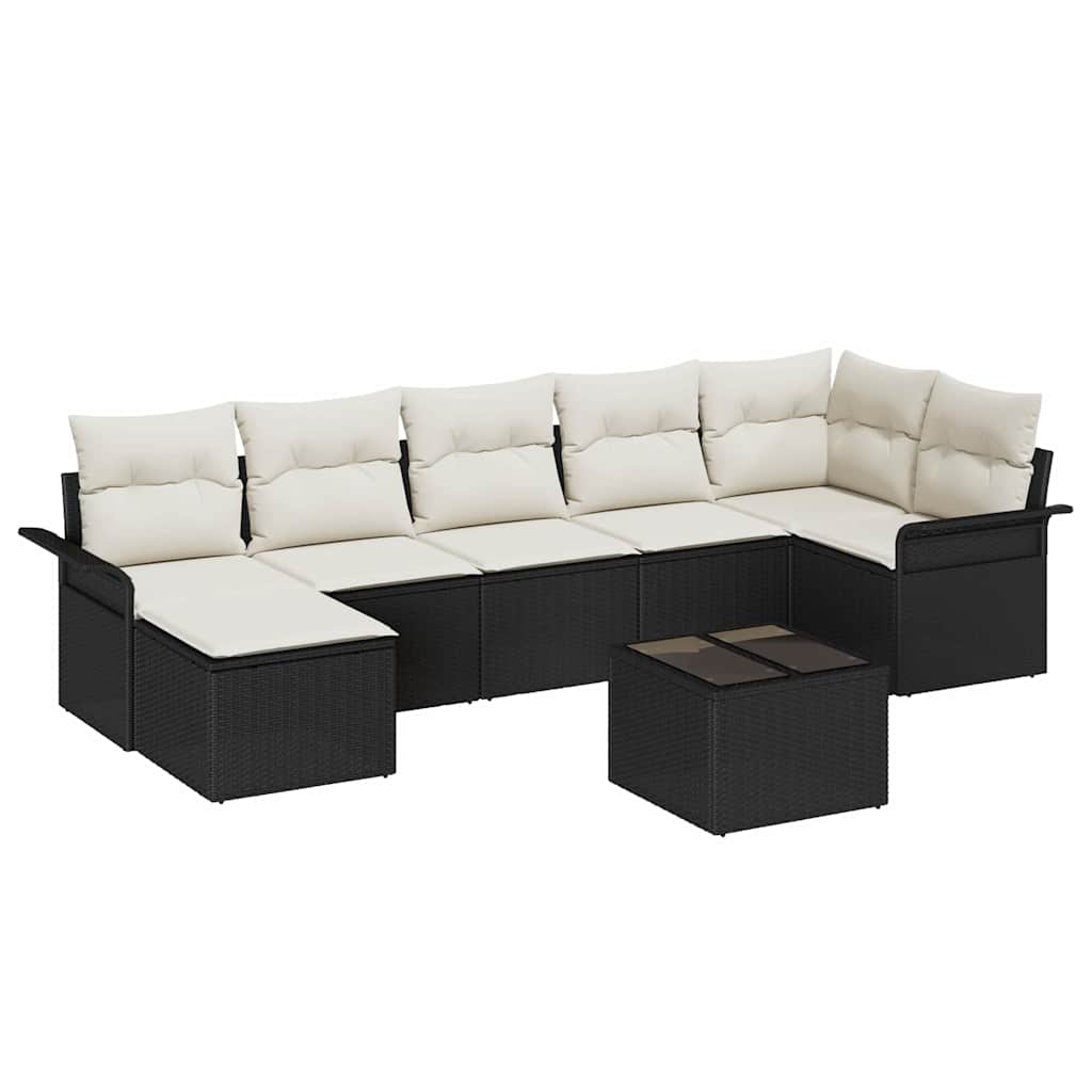 Conjunto de Sofá de Jardim 8 pcs Preto Rattan Sintético