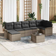 Conjunto de Sofá de Jardim 8 pcs Cinzeto Rattan Sintético
