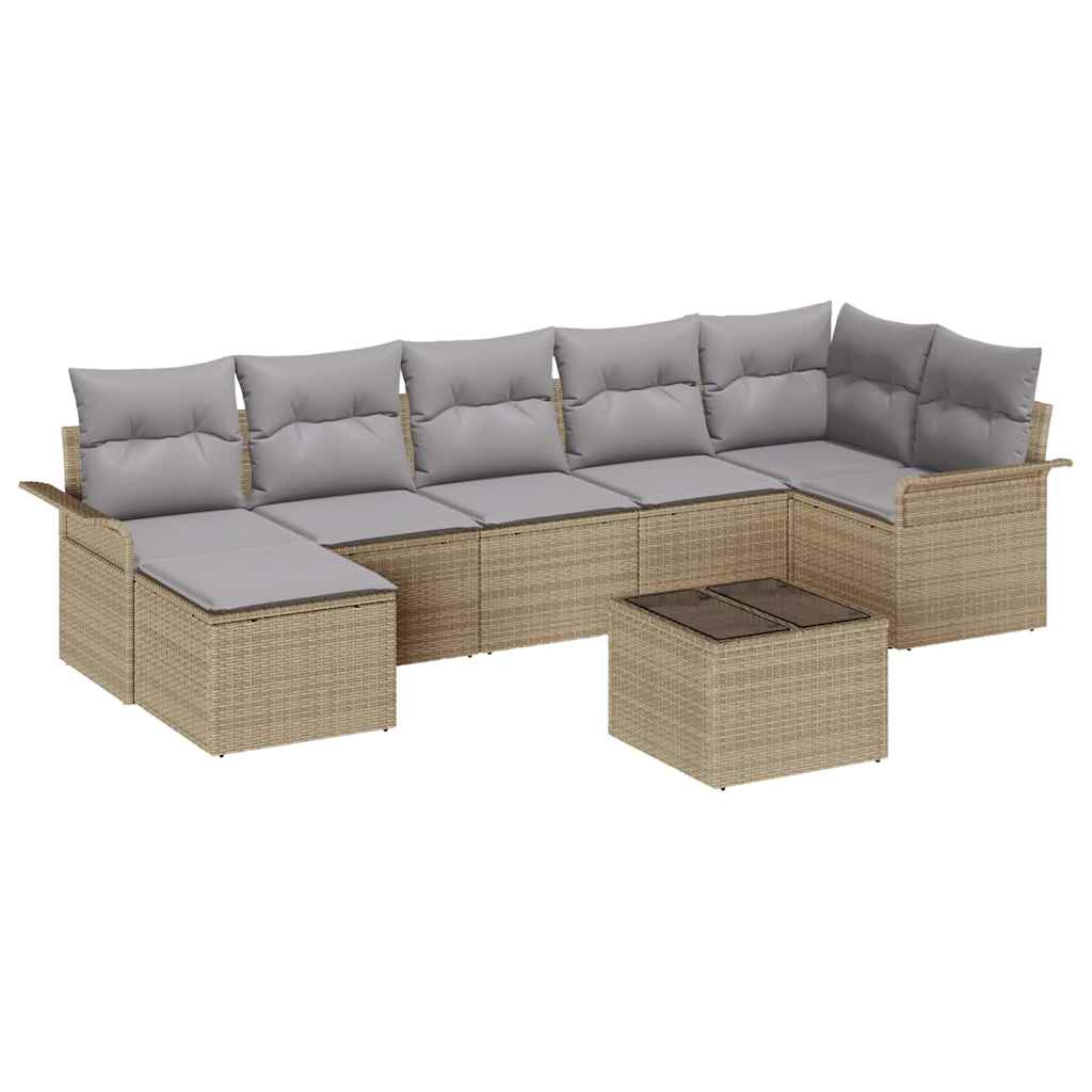 Conjunto de Sofá de Jardim 8 pcs Bege Rattan Sintético
