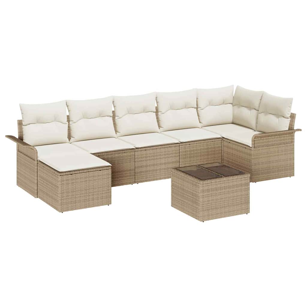 Conjunto de Sofá de Jardim 8 pcs Bege Rattan Sintético