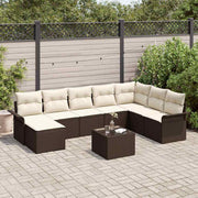 Conjunto de Sofá de Jardim 9 pcs Castanho Rattan Sintético