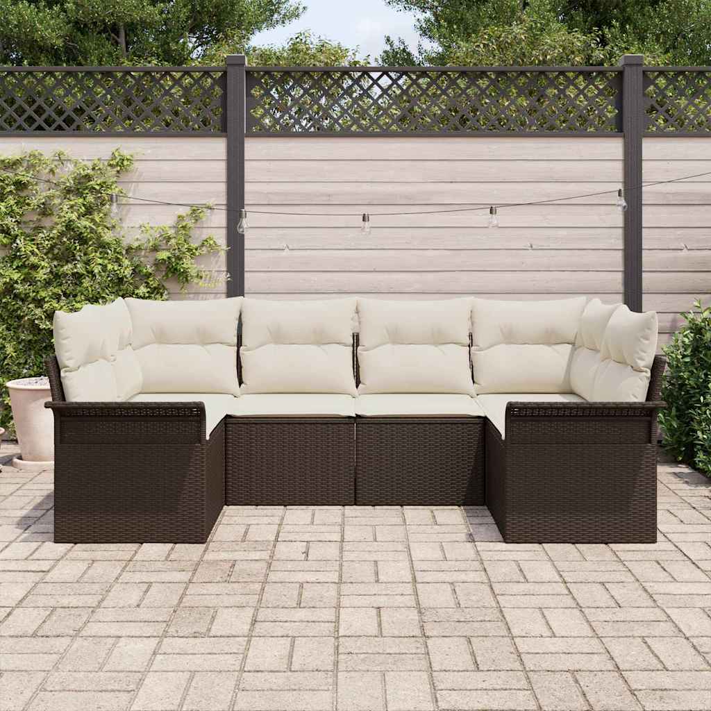 Conjunto de Sofá de Jardim 6 pcs Castanho Rattan Sintético