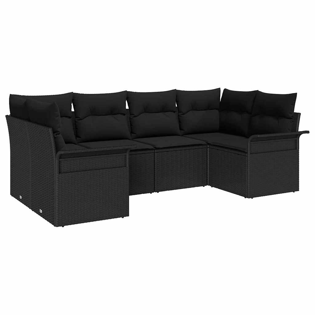 Conjunto de Sofá de Jardim 6 pcs Preto Rattan Sintético