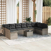 Conjunto de Sofá de Jardim 11 pcs Cinzeto Rattan Sintético