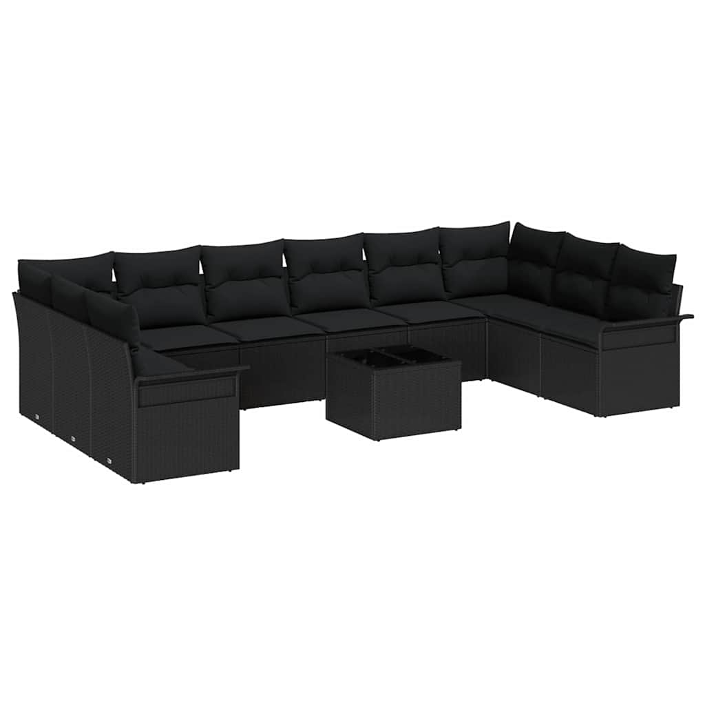 Conjunto de Sofá de Jardim 11 pcs Preto Rattan Sintético