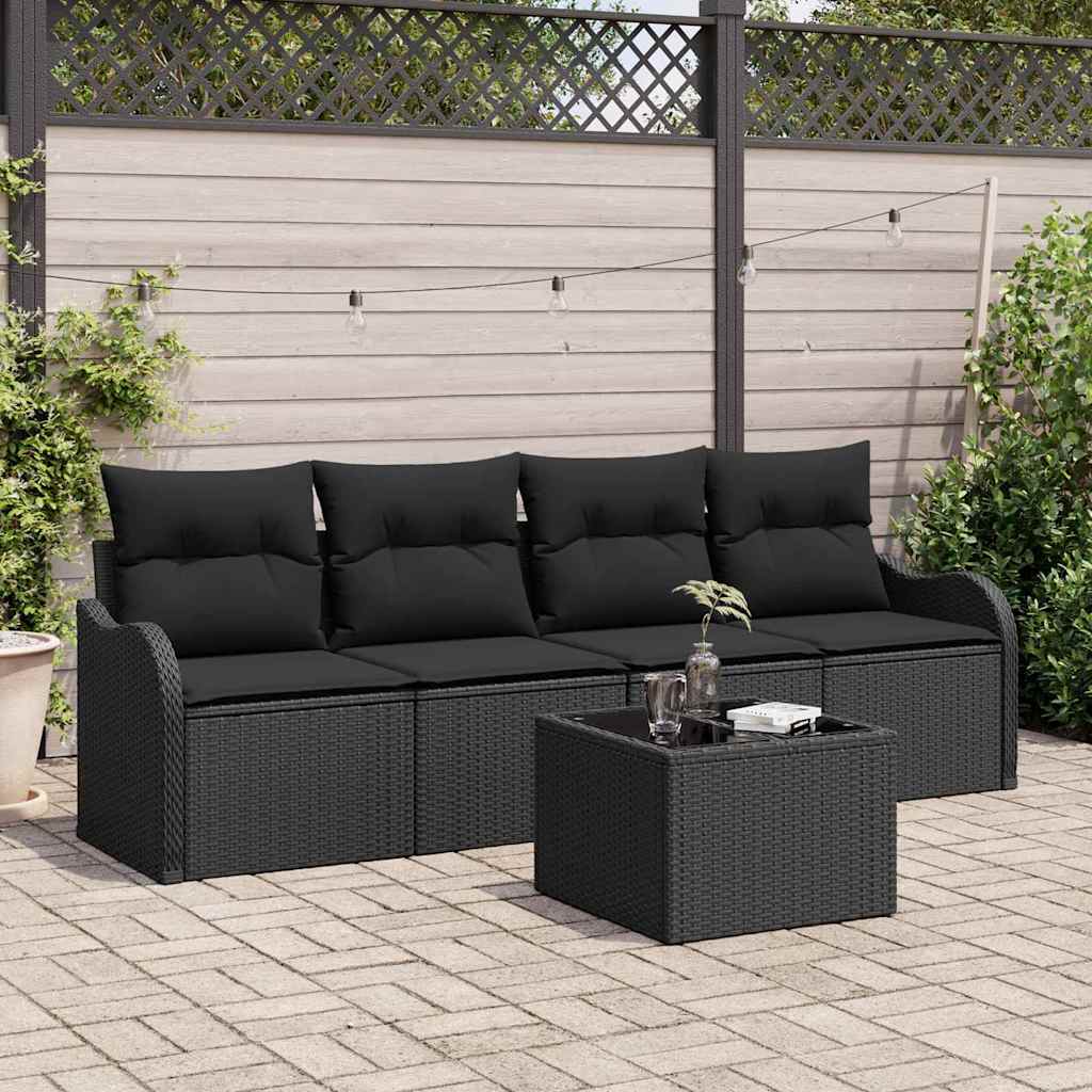 Conjunto de Sofá de Jardim Preto vime PE