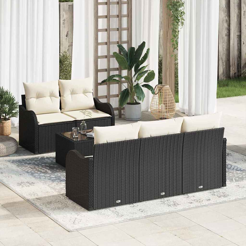 Conjunto de Sofá de Jardim Preto vime PE