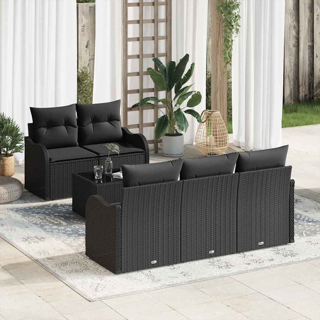 Conjunto de Sofá de Jardim Preto vime PE