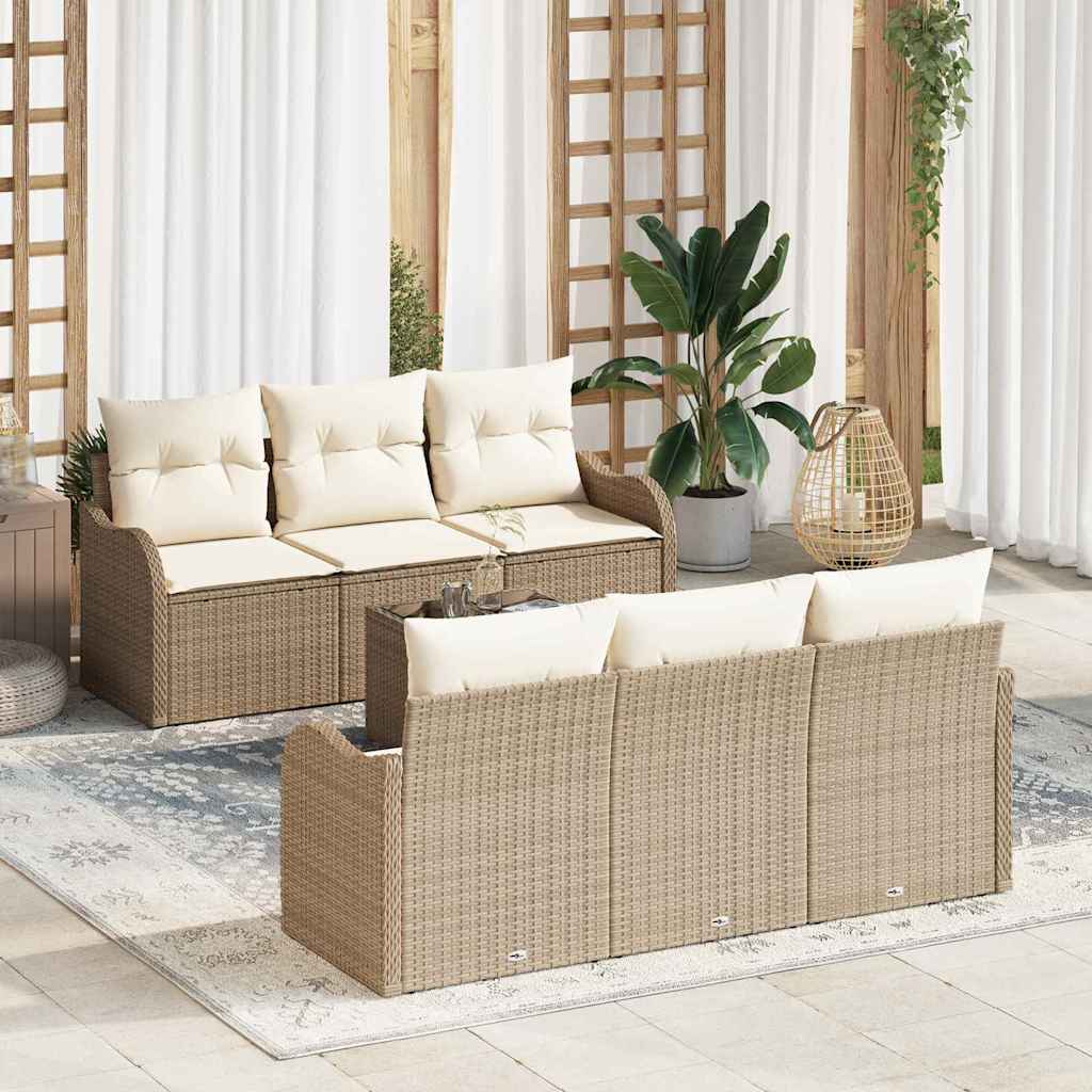 Conjunto de Sofá de Jardim Bege 55 x 55 x 37 cm vime PE