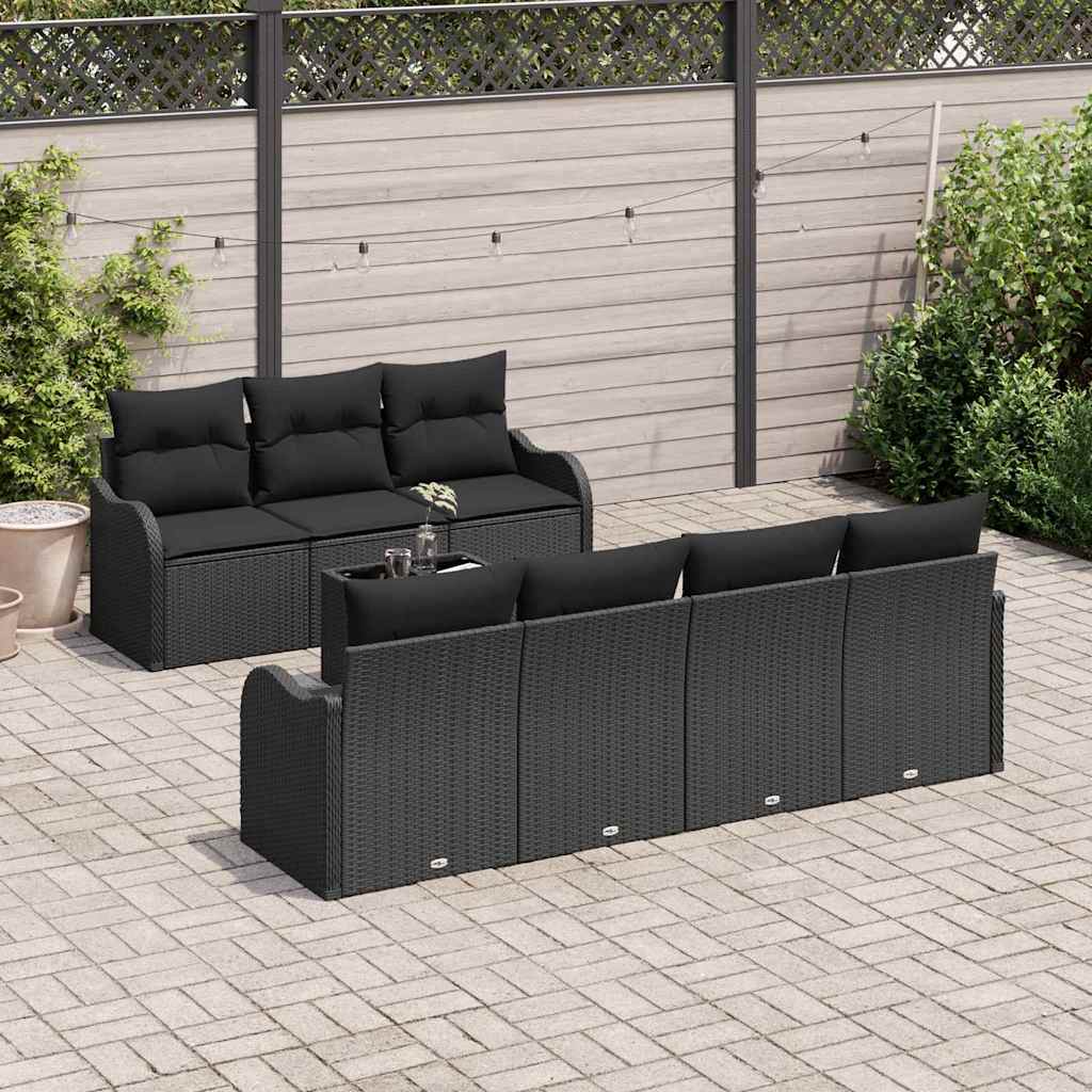 Conjunto de Sofá de Jardim Preto 55 x 55 x 37 cm vime PE