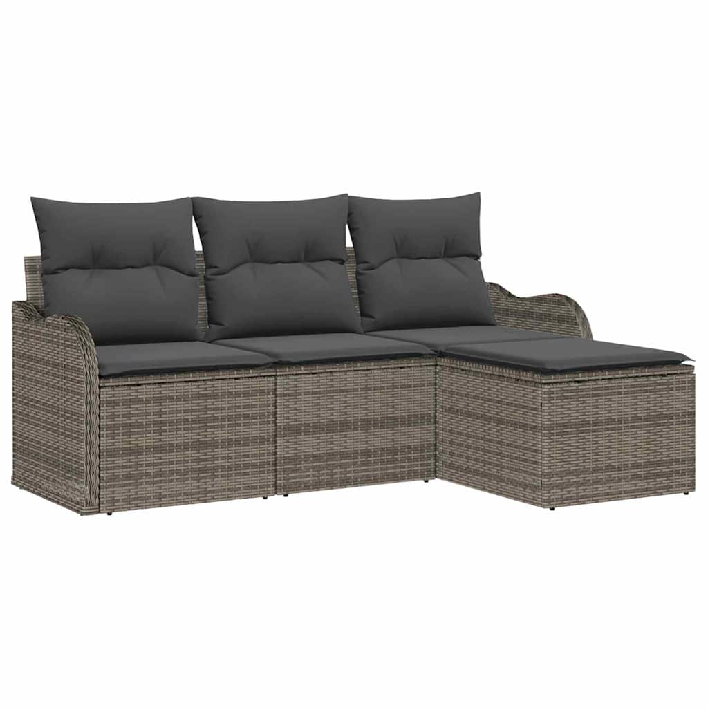 Conjunto de Sofá de Jardim 4 pcs Cinzeto Rattan Sintético