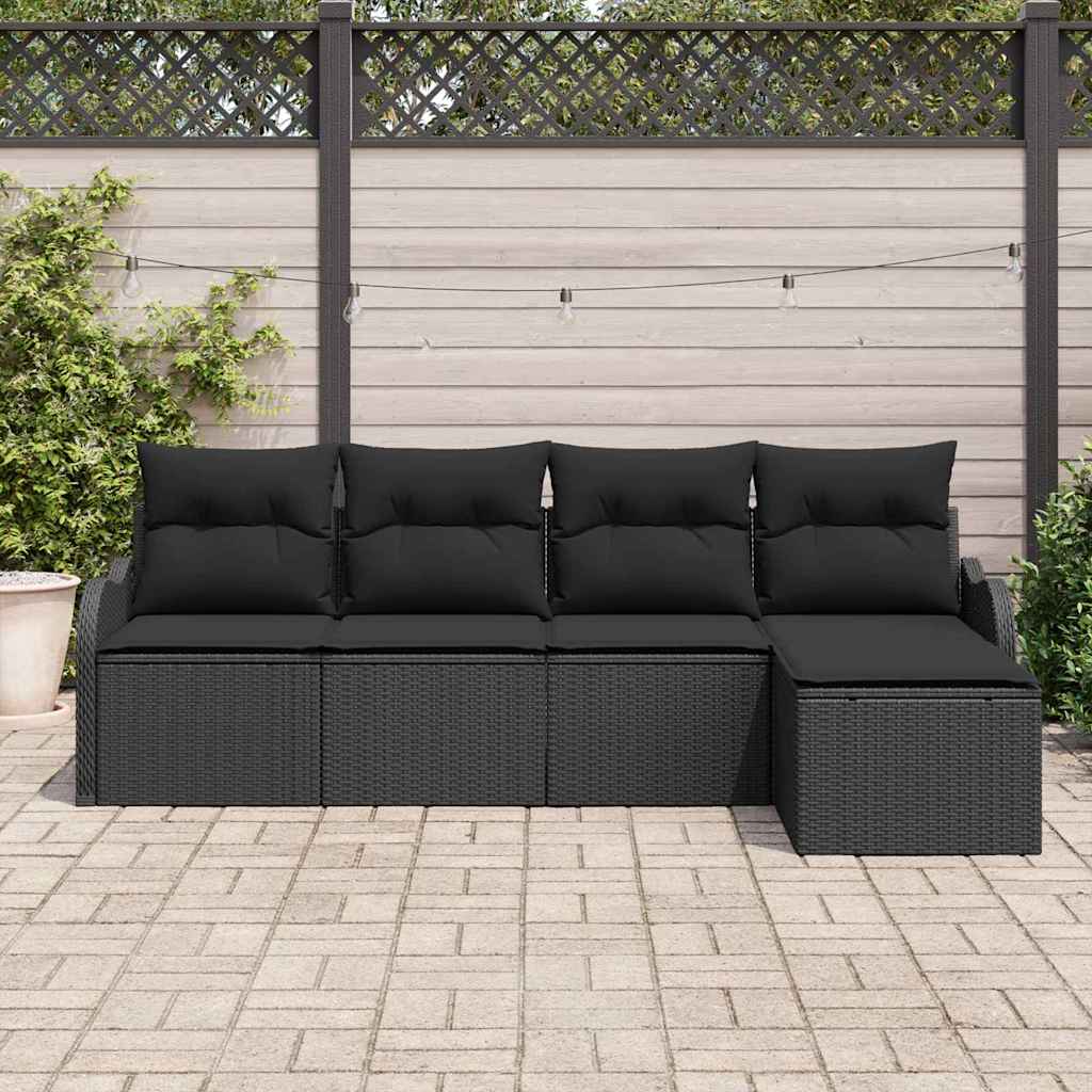 Conjunto de Sofá de Jardim Preto vime PE