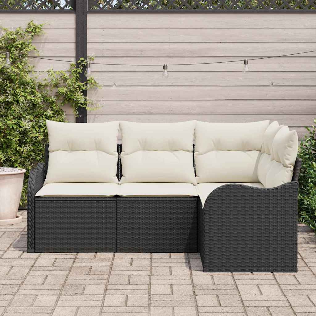 Conjunto de Sofá de Jardim 4 pcs Preto vime PE