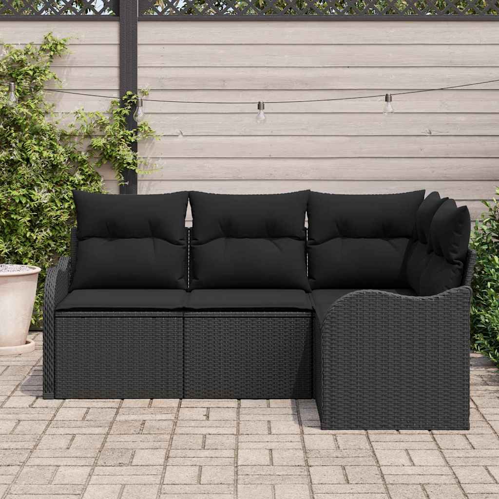 Conjunto de Sofá de Jardim Preto vime PE