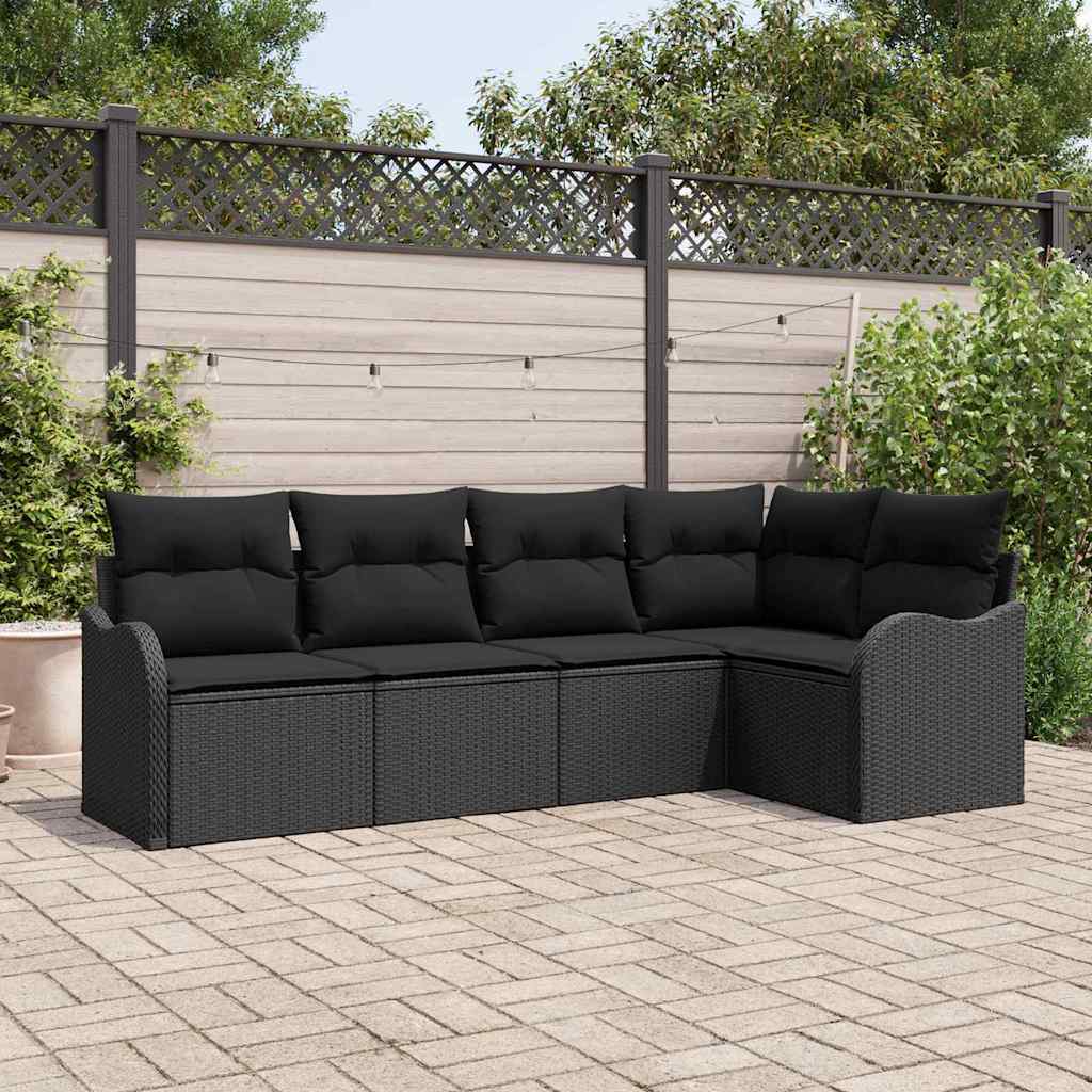 Conjunto de Sofá de Jardim Preto vime PE