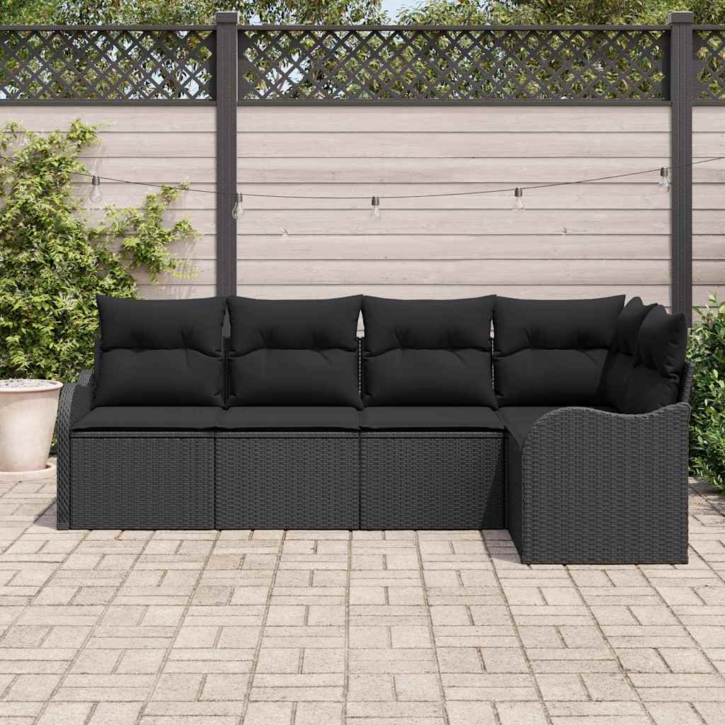 Conjunto de Sofá de Jardim Preto vime PE