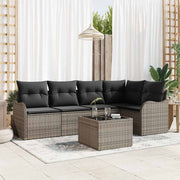 Conjunto de Sofá de Jardim 6 pcs Cinzeto Rattan Sintético