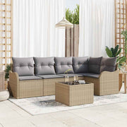Conjunto de Sofá de Jardim 6 pcs Bege Rattan Sintético