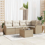 Conjunto de Sofá de Jardim 6 pcs Bege Rattan Sintético
