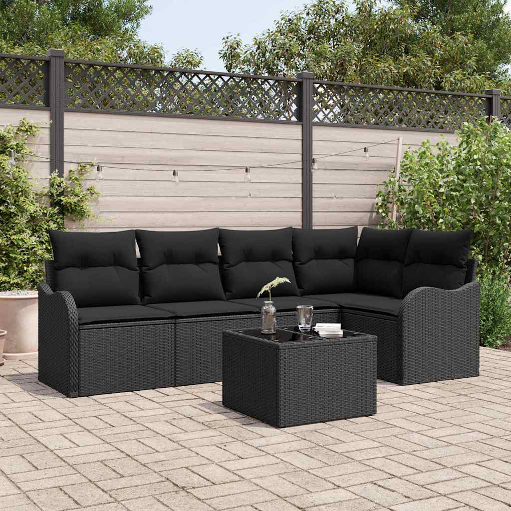 Conjunto de Sofá de Jardim Preto vime PE
