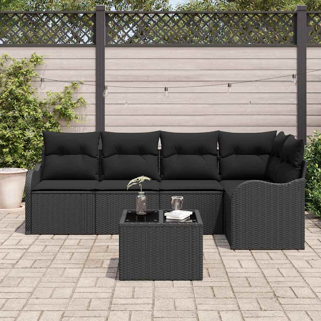 Conjunto de Sofá de Jardim Preto vime PE
