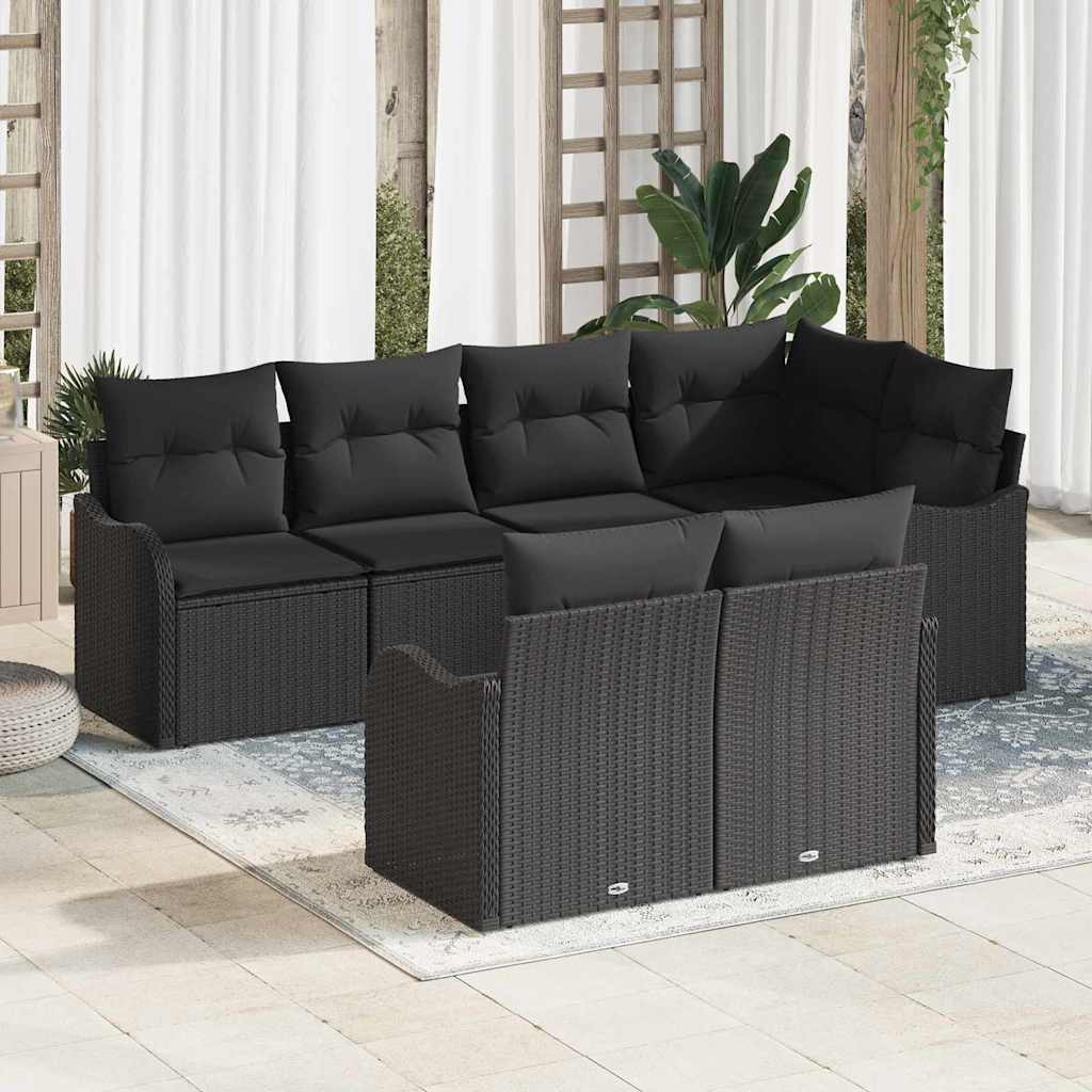 Conjunto de Sofá de Jardim Preto vime PE