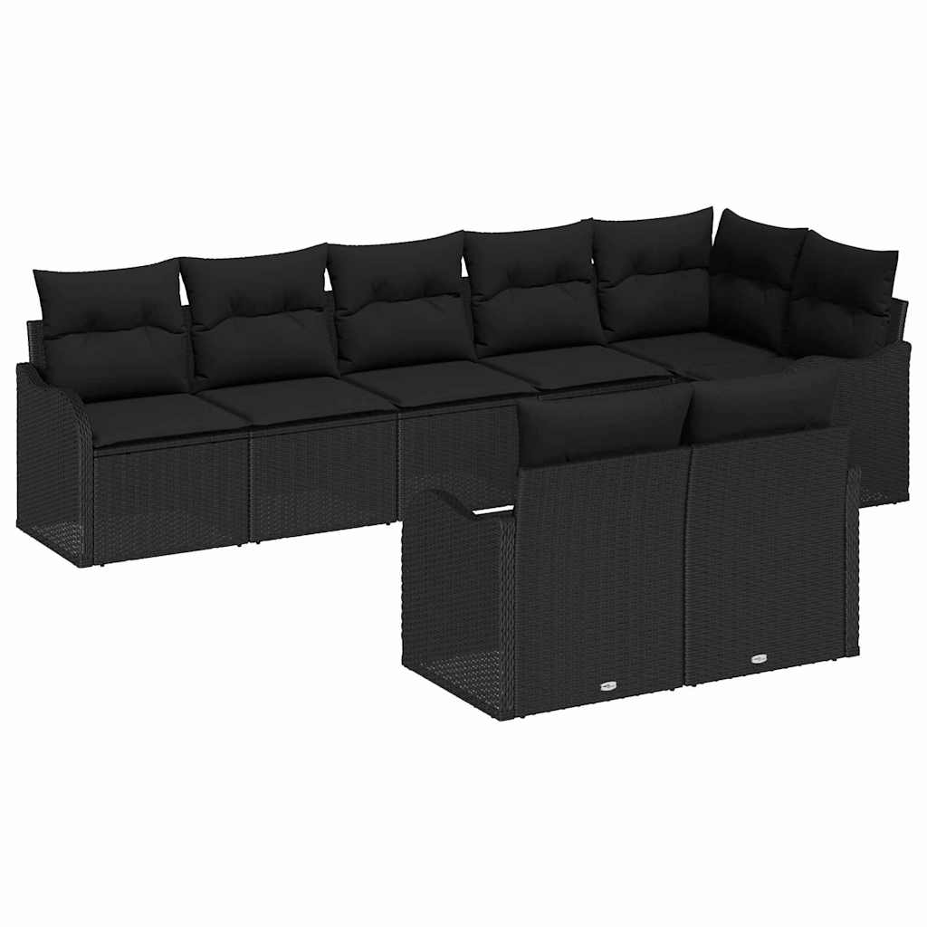 Conjunto de Sofá de Jardim 8 pcs Preto vime PE