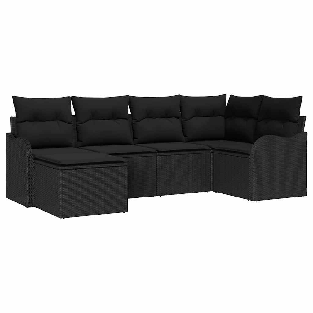 Conjunto de Sofá de Jardim 6 pcs Preto vime PE