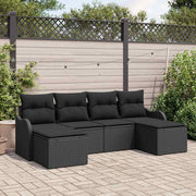 Conjunto de Sofá de Jardim 6 pcs Preto Rattan Sintético