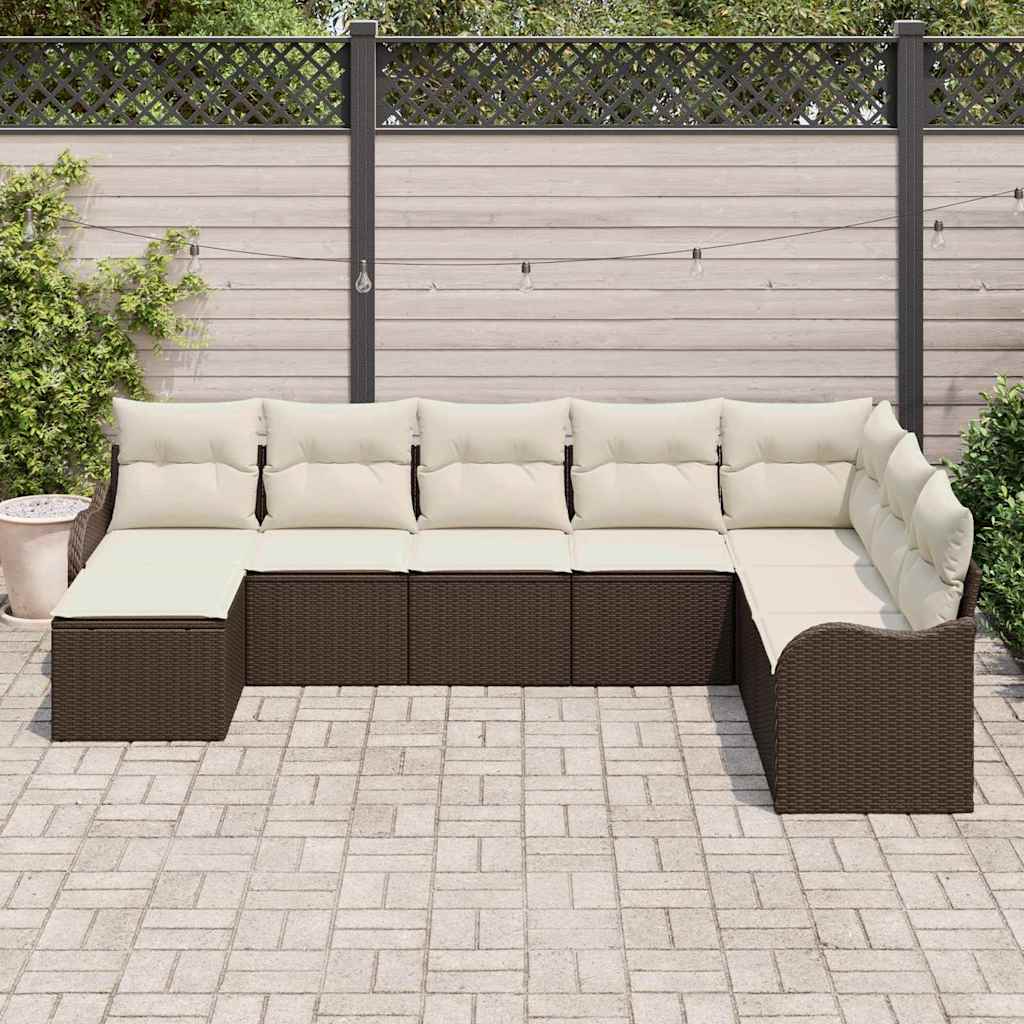 Conjunto de Sofá de Jardim 8 pcs Castanho Rattan Sintético