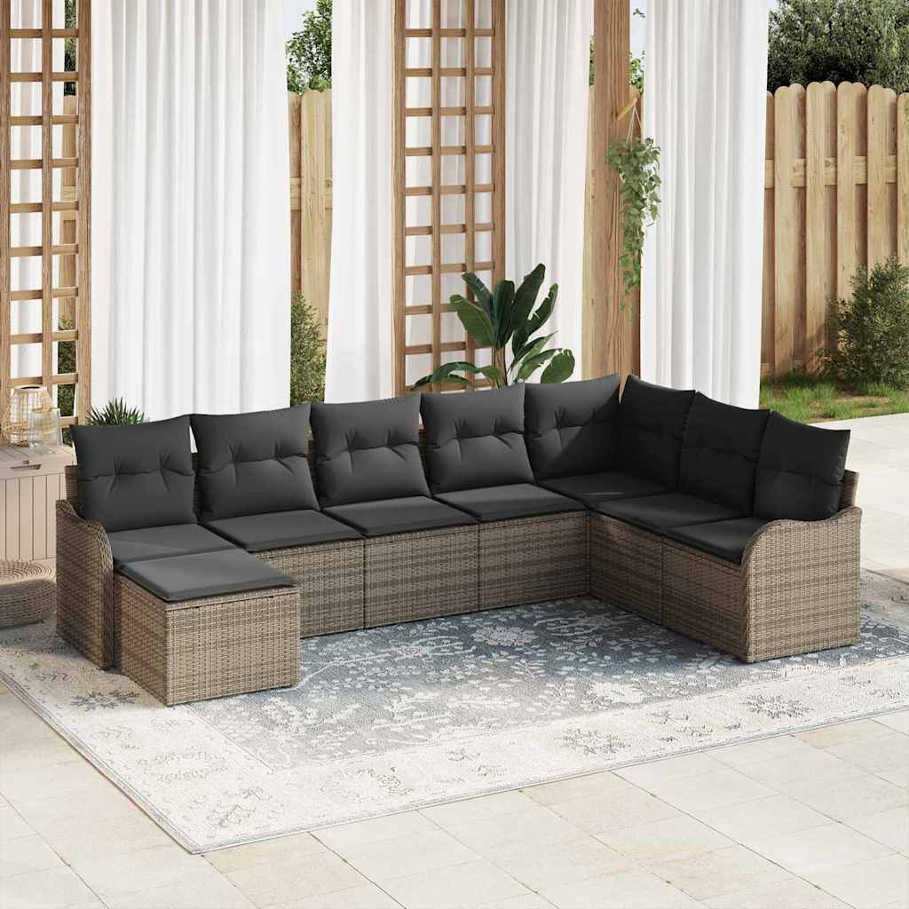 Conjunto de Sofá de Jardim 8 pcs Cinzeto Rattan Sintético