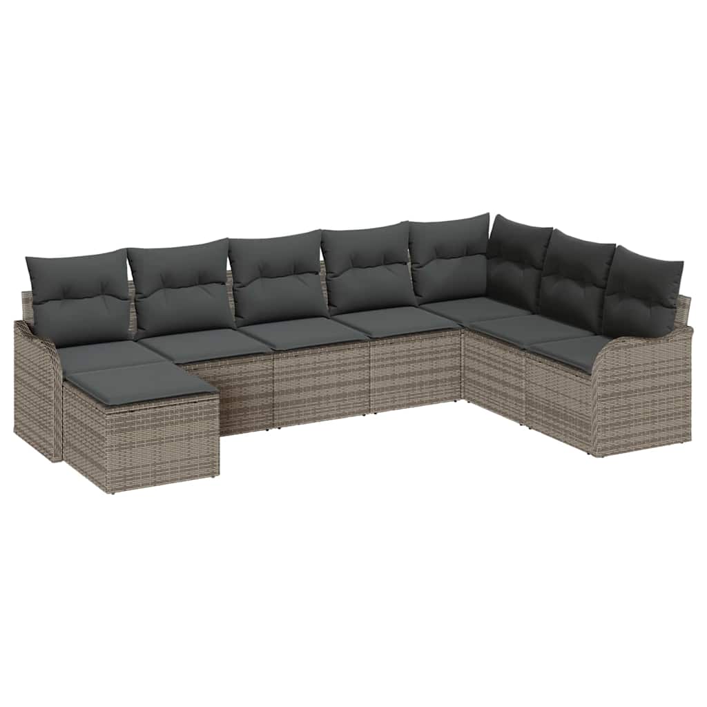 Conjunto de Sofá de Jardim 8 pcs Cinzeto Rattan Sintético