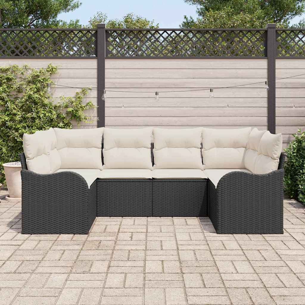 Conjunto de Sofá de Jardim 6 pcs Preto Rattan Sintético