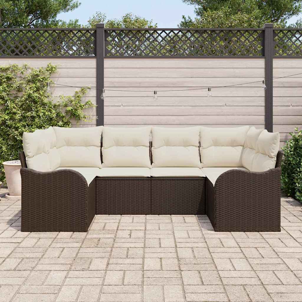 Conjunto de Sofá de Jardim 6 pcs Castanho Rattan Sintético