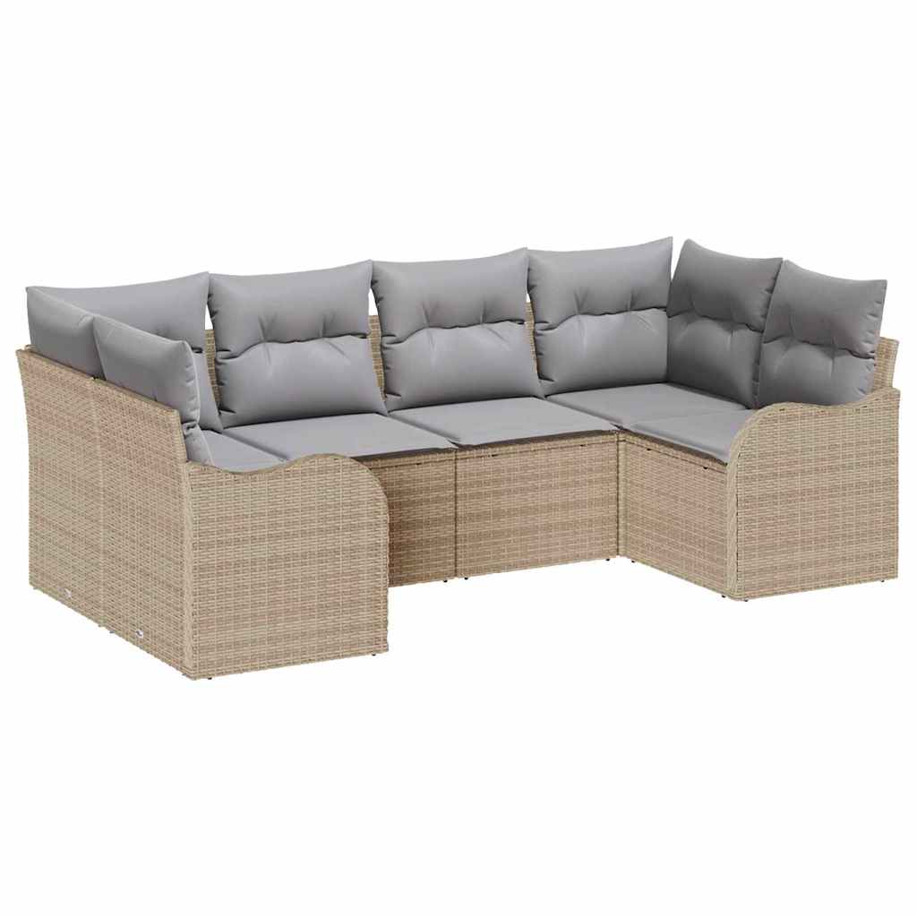 Conjunto de Sofá de Jardim 6 pcs Bege Rattan Sintético