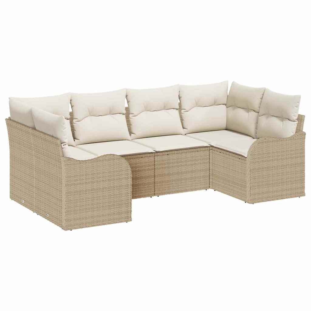 Conjunto de Sofá de Jardim 6 pcs Bege Rattan Sintético