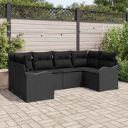 Conjunto de Sofá de Jardim 6 pcs Preto Rattan Sintético