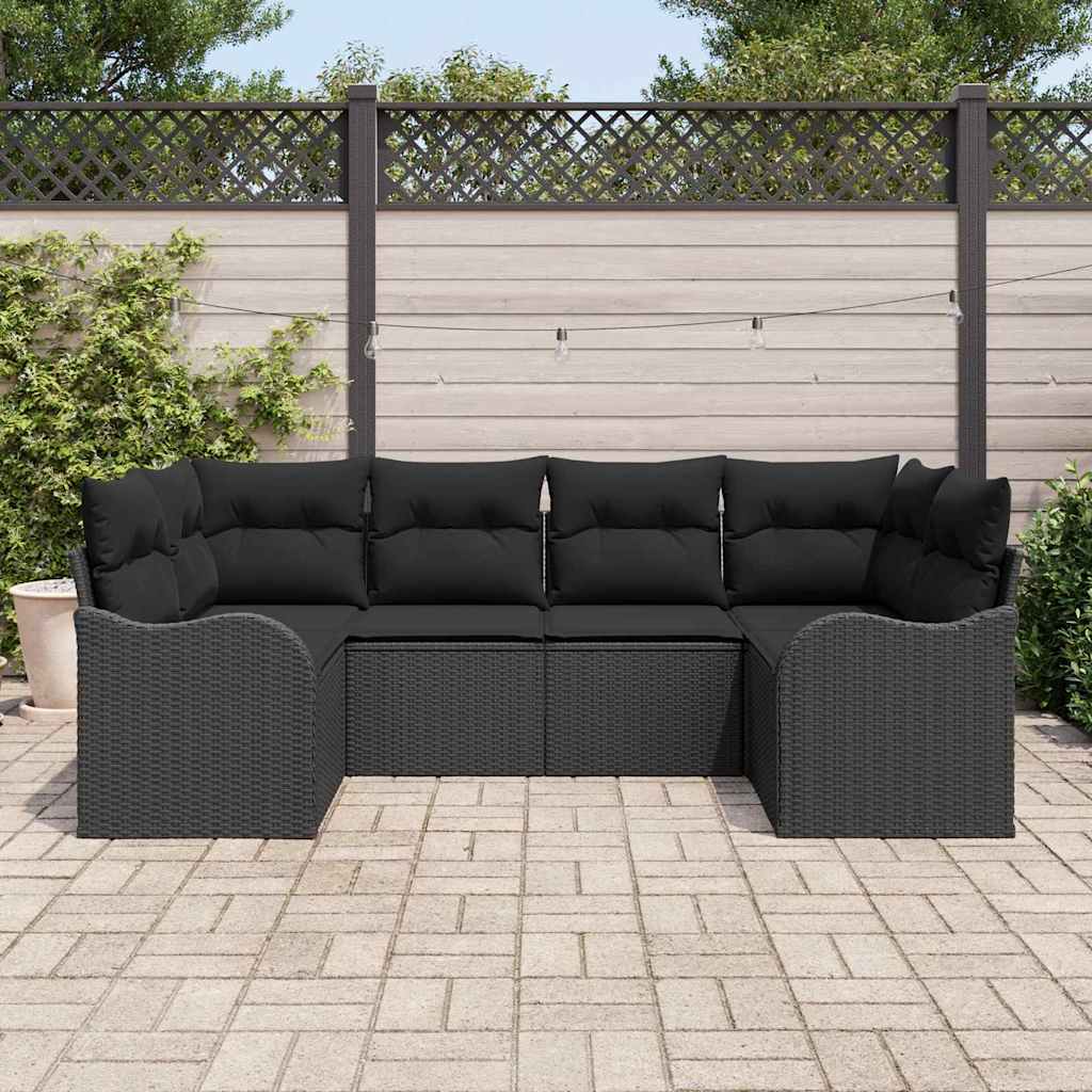 Conjunto de Sofá de Jardim 6 pcs Preto Rattan Sintético