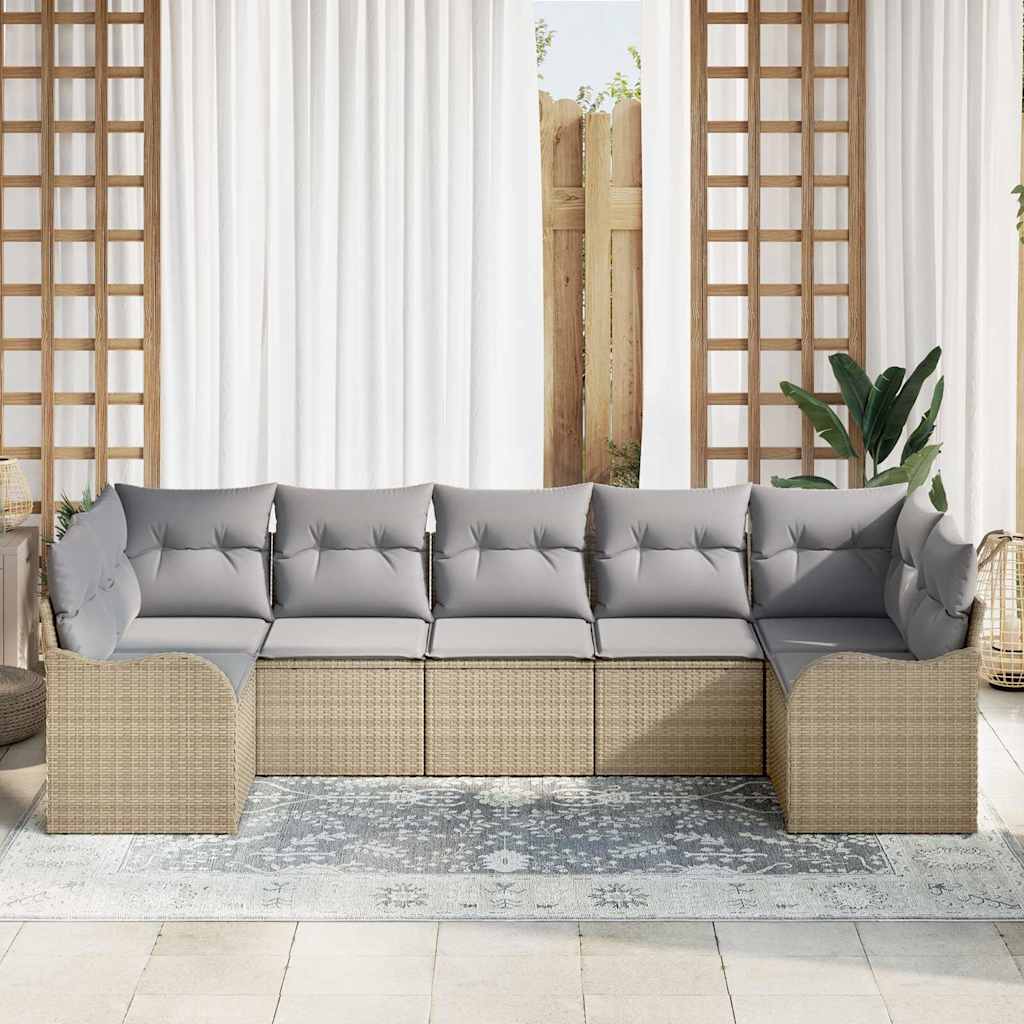 Conjunto de Sofá de Jardim Bege vime PE